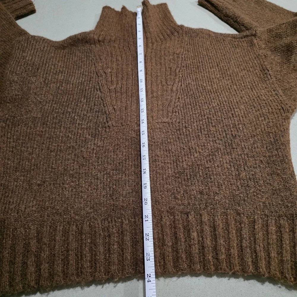 American Eagle Brown Quarter Zip Mock Neck‎ Knit Sweater Womens Medium 0702